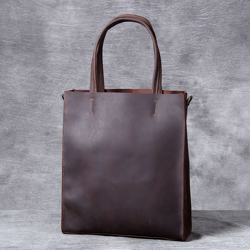 Structured Handbag Work - Vintage genuine leather men hand tote