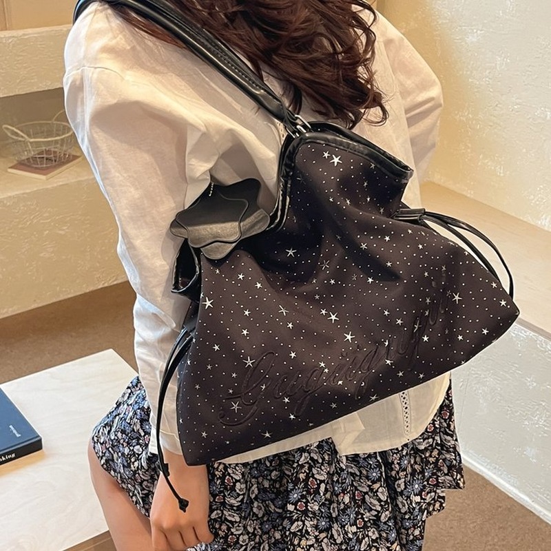 Structured Handbag Work - Women Star Pattern Shoulder Tote Bag