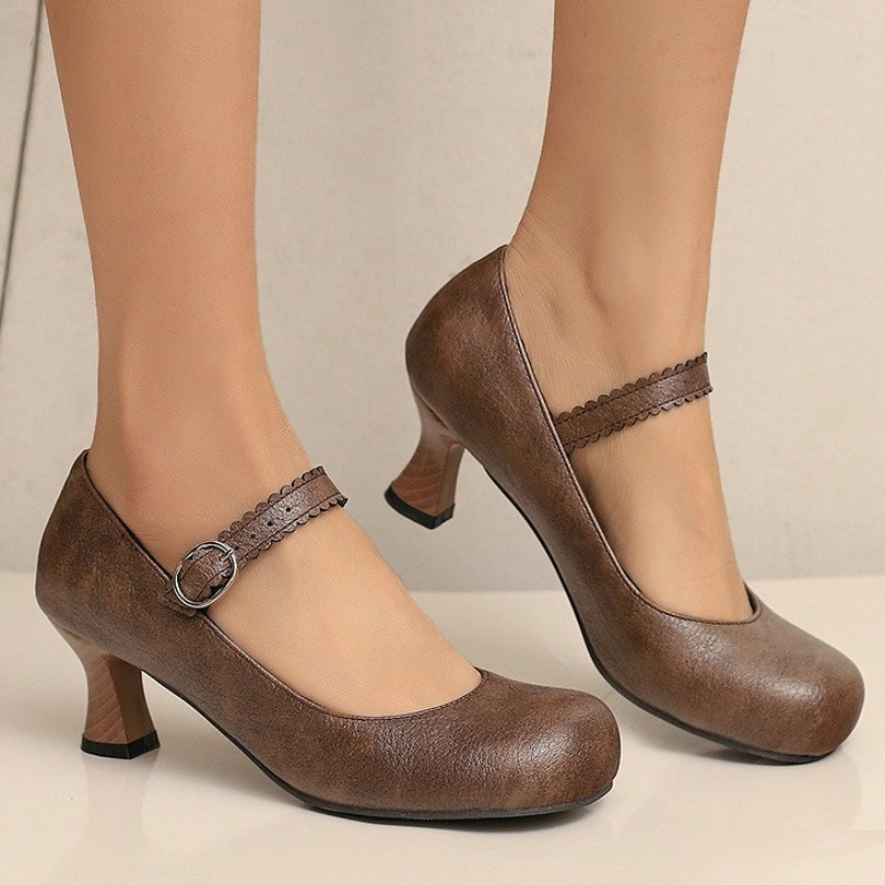 Women Formal Wear With Shoes - Women Retro Mary Jane Pumps Round