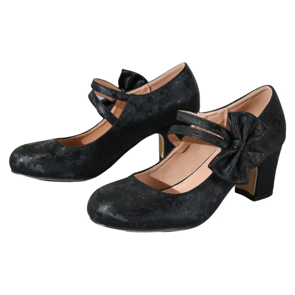Women Formal Wear With Shoes - Large size women's shoes bow Mary