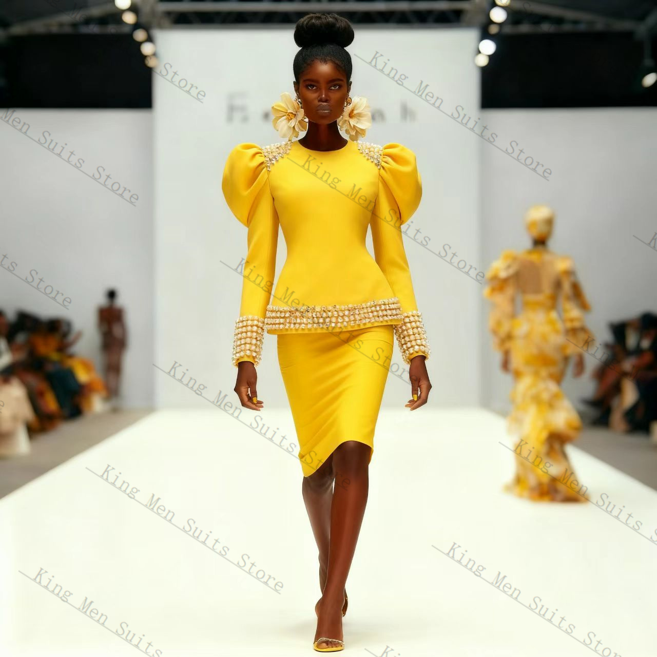 Yellow Formal Wear Women - Yellow Black Women Suit Set 2