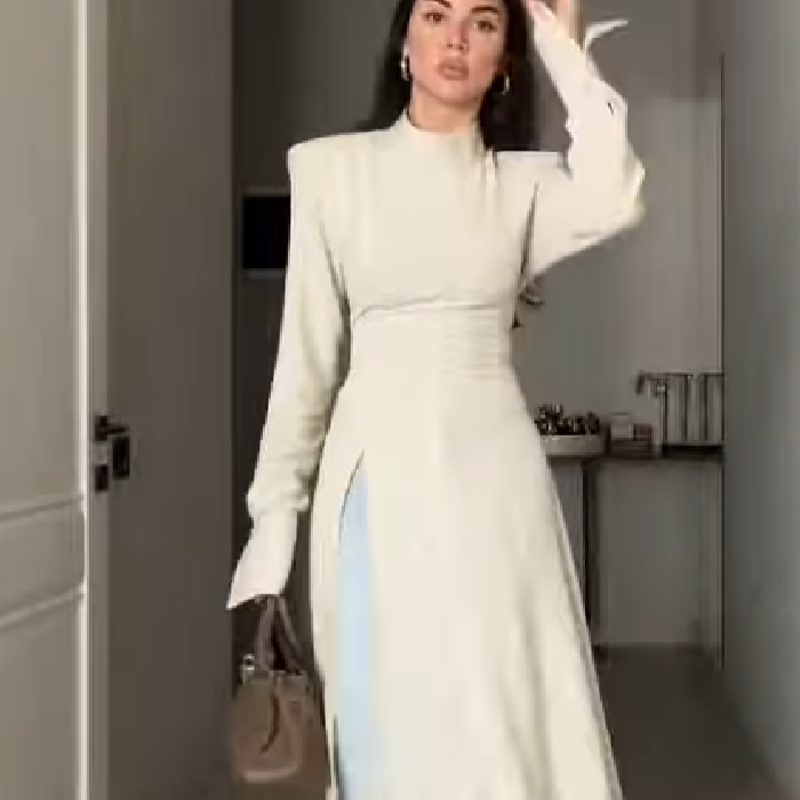 Women's Elegant High Neck Long - огляд і ціна Women Formal Wear Office