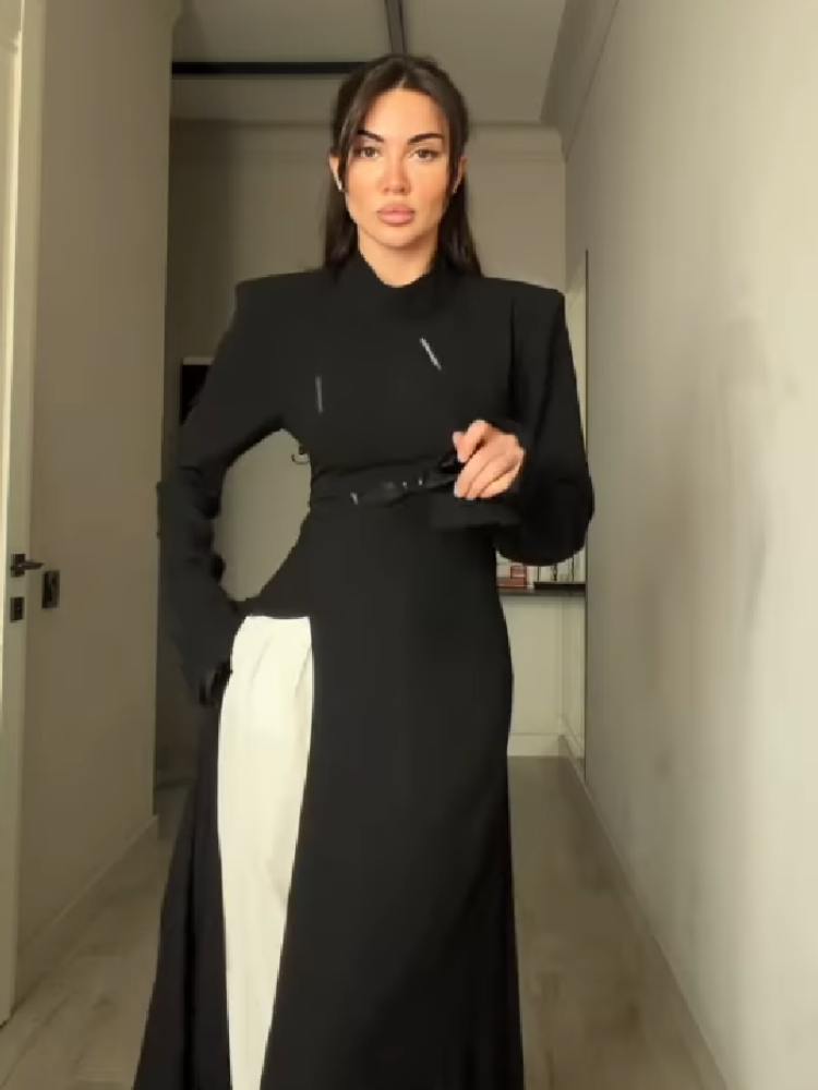 Women's Elegant High Neck Long - огляд і ціна Women Formal Wear Office