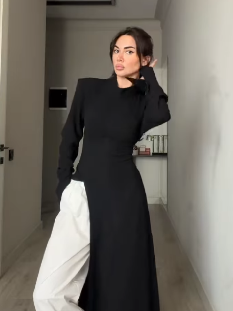 Women's Elegant High Neck Long - огляд і ціна Women Formal Wear Office