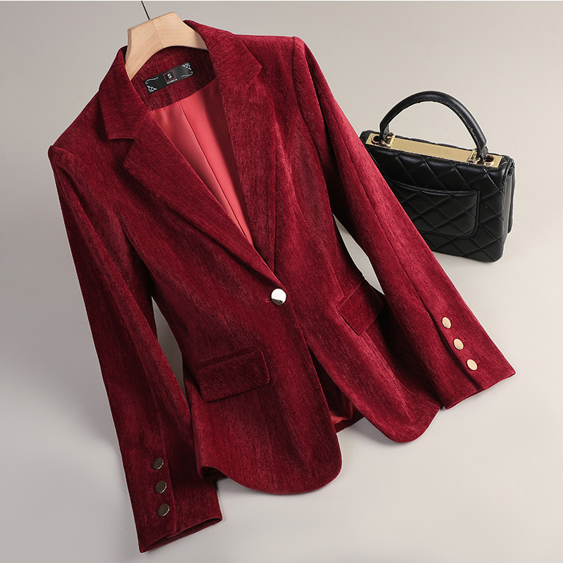 Yellow Gold Velvet Blazer Wome - огляд і ціна Formal Winter Wear Women Jacket