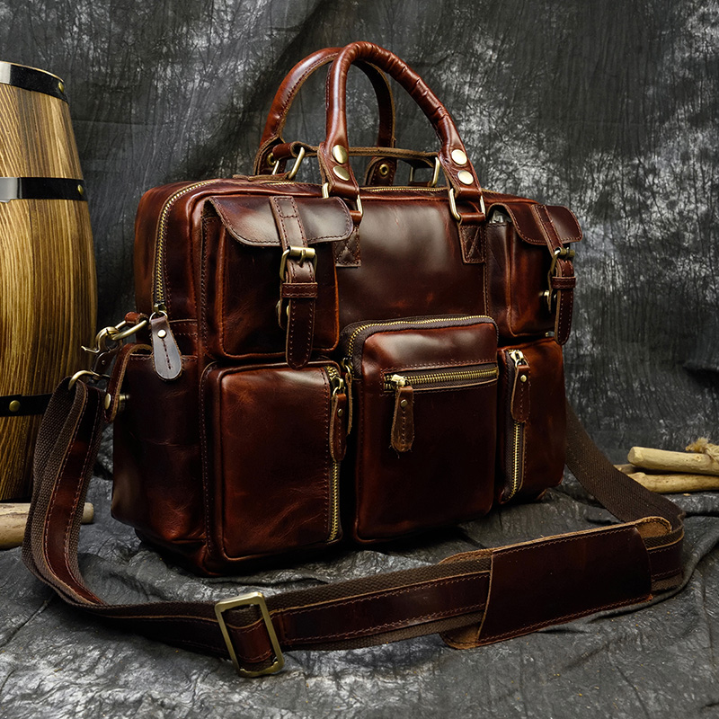 Men's genuine leather briefcas - огляд і ціна Structured Handbag Work
