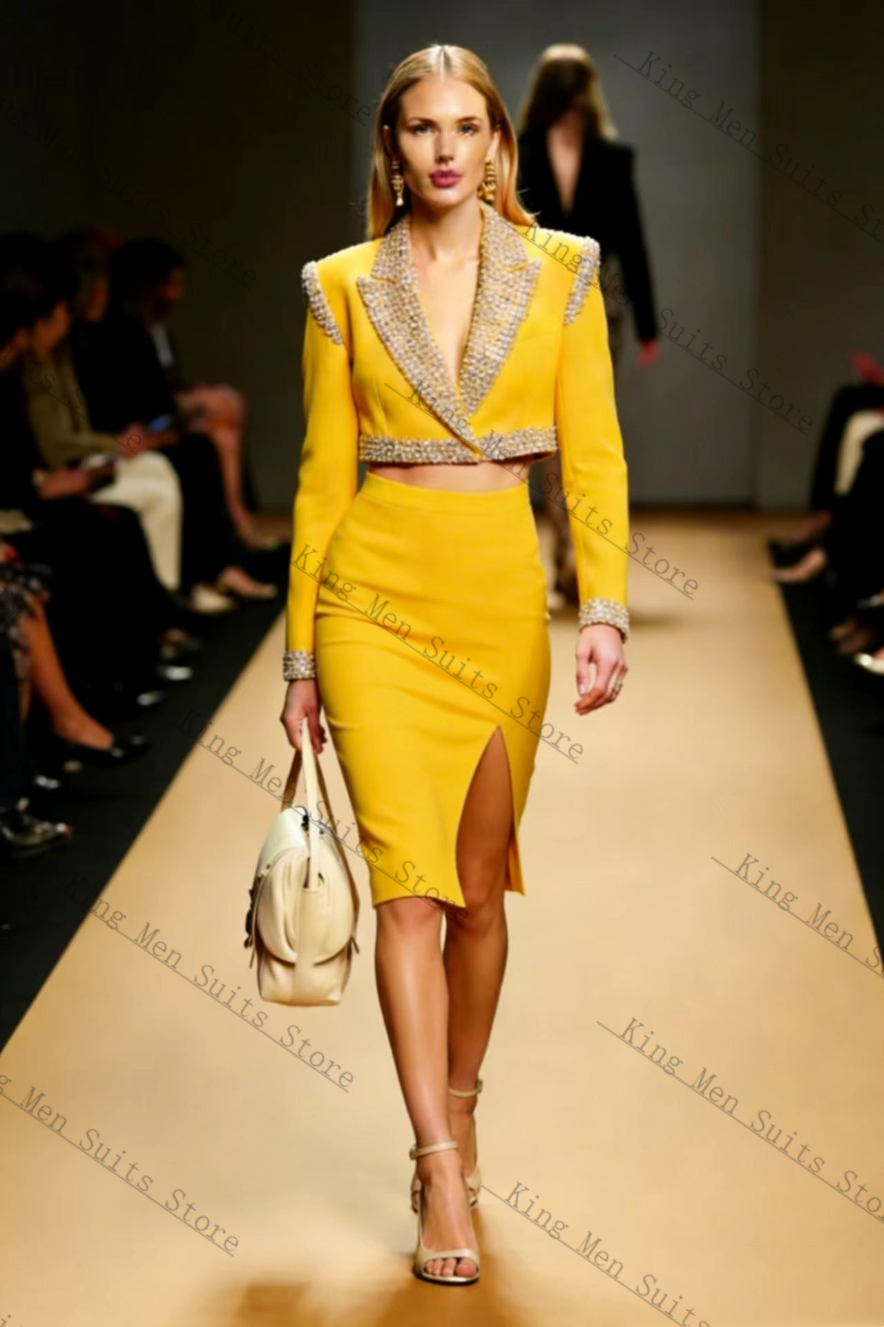 Yellow Crystals Women Suit Ski - огляд і ціна Yellow Formal Wear Women