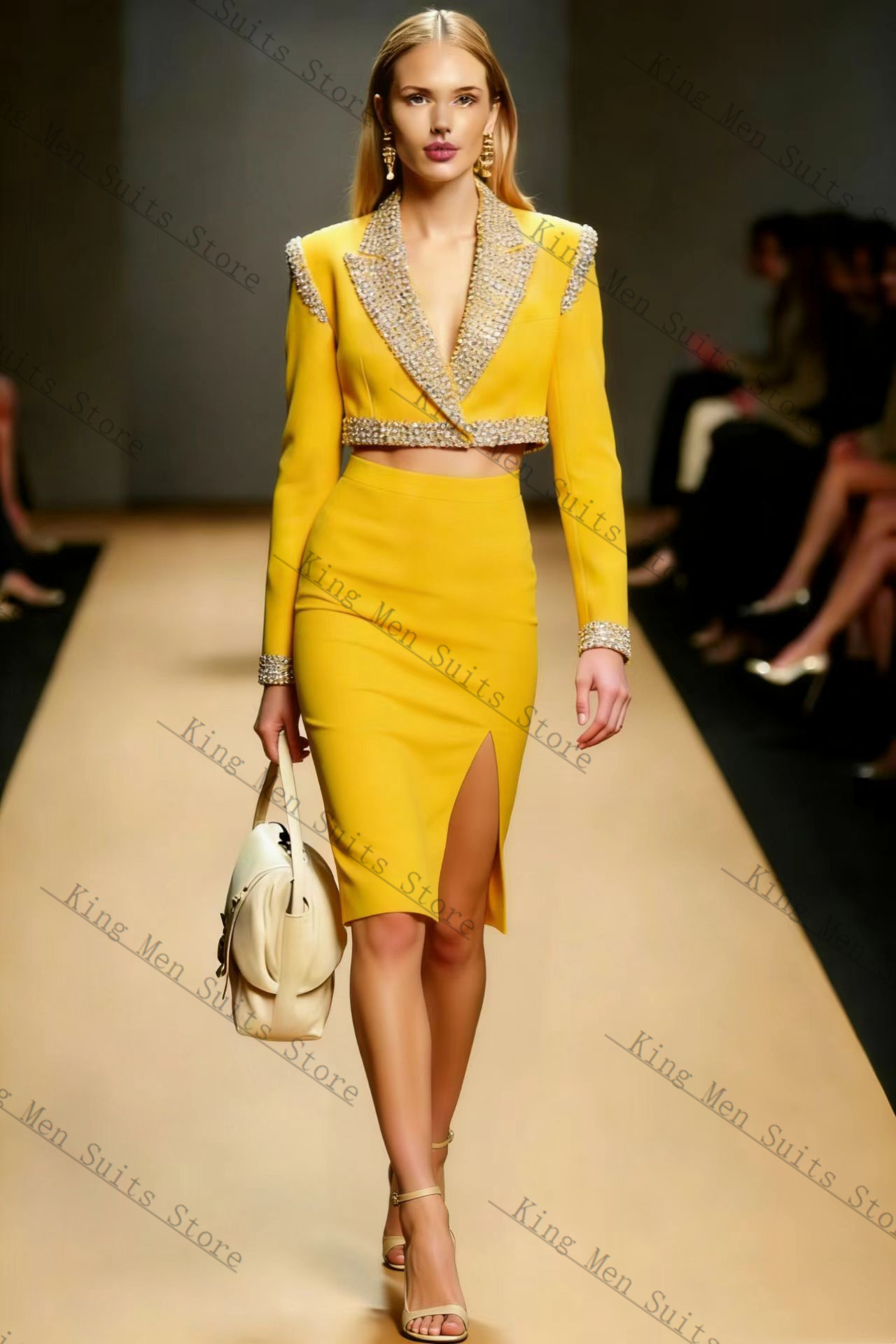 Yellow Crystals Women Suit Ski - огляд і ціна Yellow Formal Wear Women