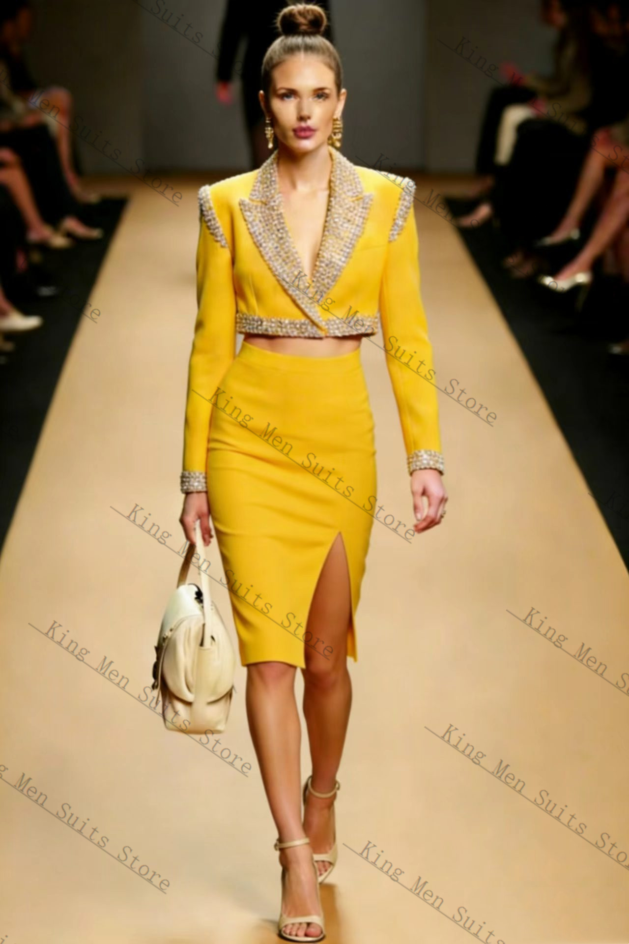 Yellow Crystals Women Suit Ski - огляд і ціна Yellow Formal Wear Women
