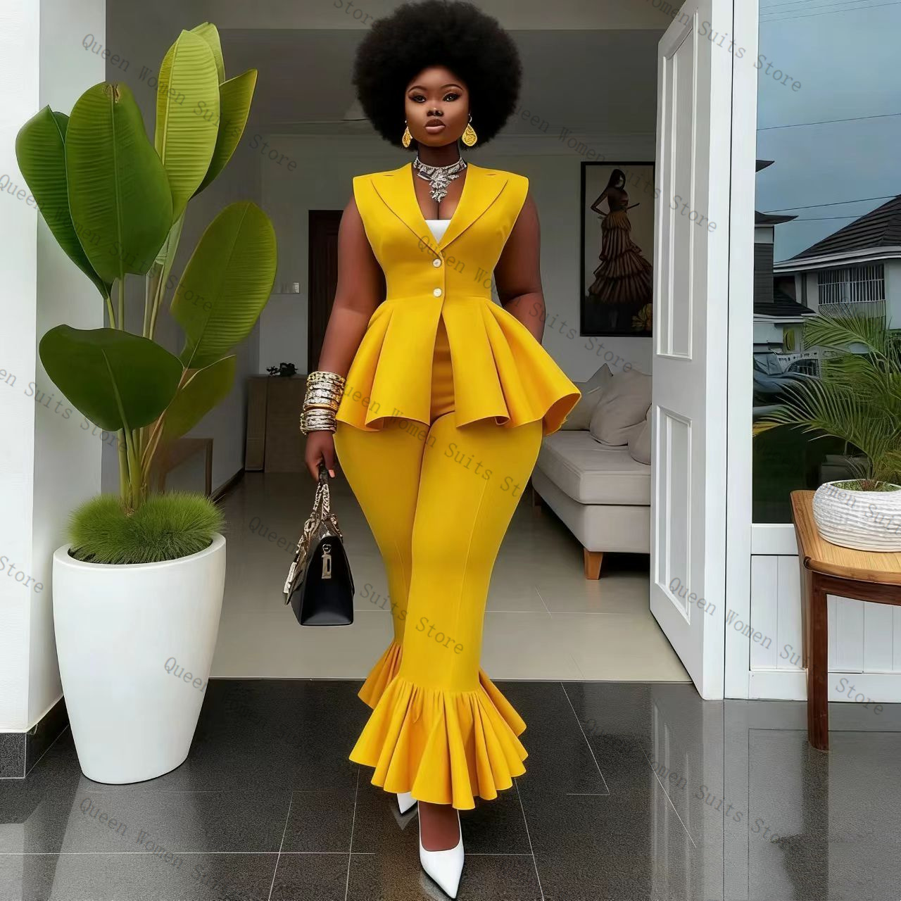 Yellow Women Suit Pants Set 2  - огляд і ціна Yellow Formal Wear Women