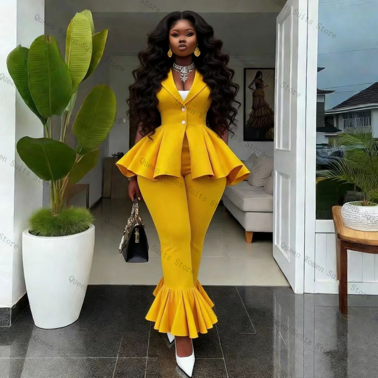 Yellow Women Suit Pants Set 2  - огляд і ціна Yellow Formal Wear Women
