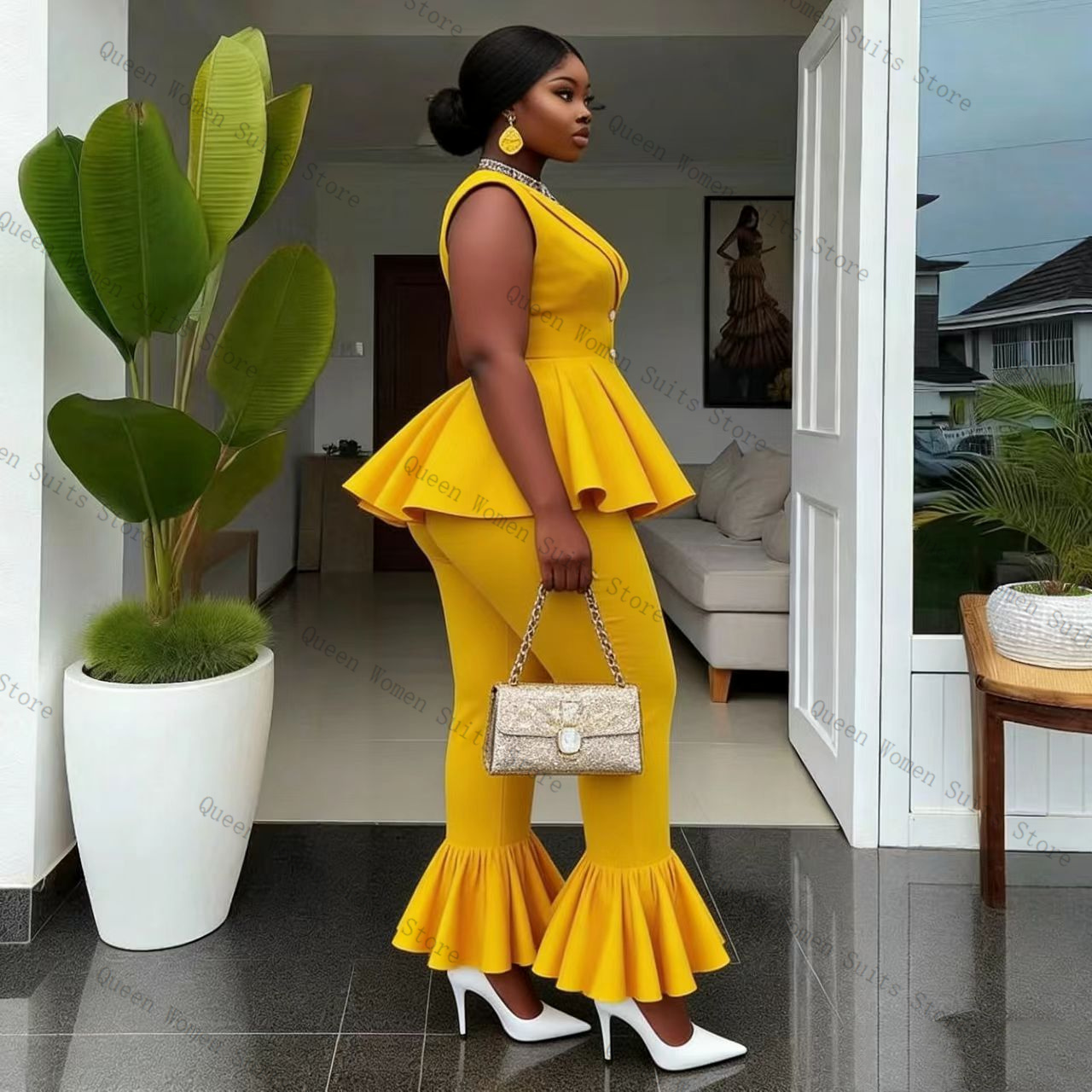 Yellow Women Suit Pants Set 2  - огляд і ціна Yellow Formal Wear Women