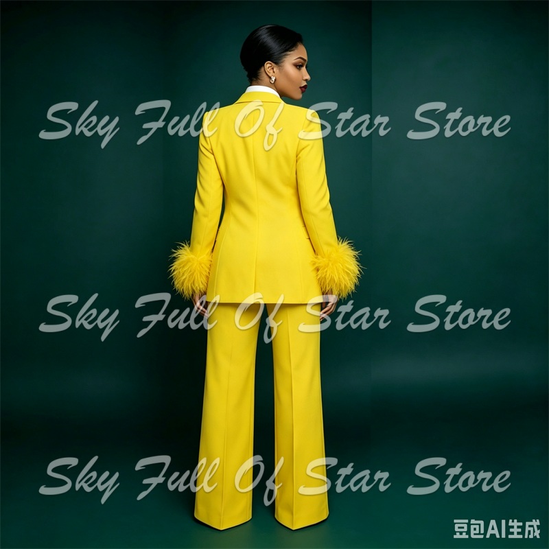 Bright Yellow Feather Cuff Wom - огляд і ціна Yellow Formal Wear Women