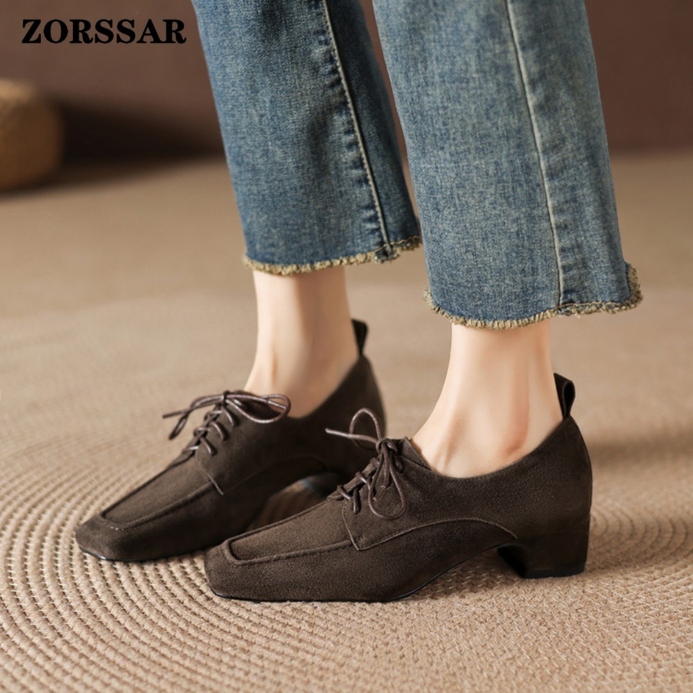 Women's Brown Suede Square Toe - огляд і ціна Formal Women Daily Wear Shoes