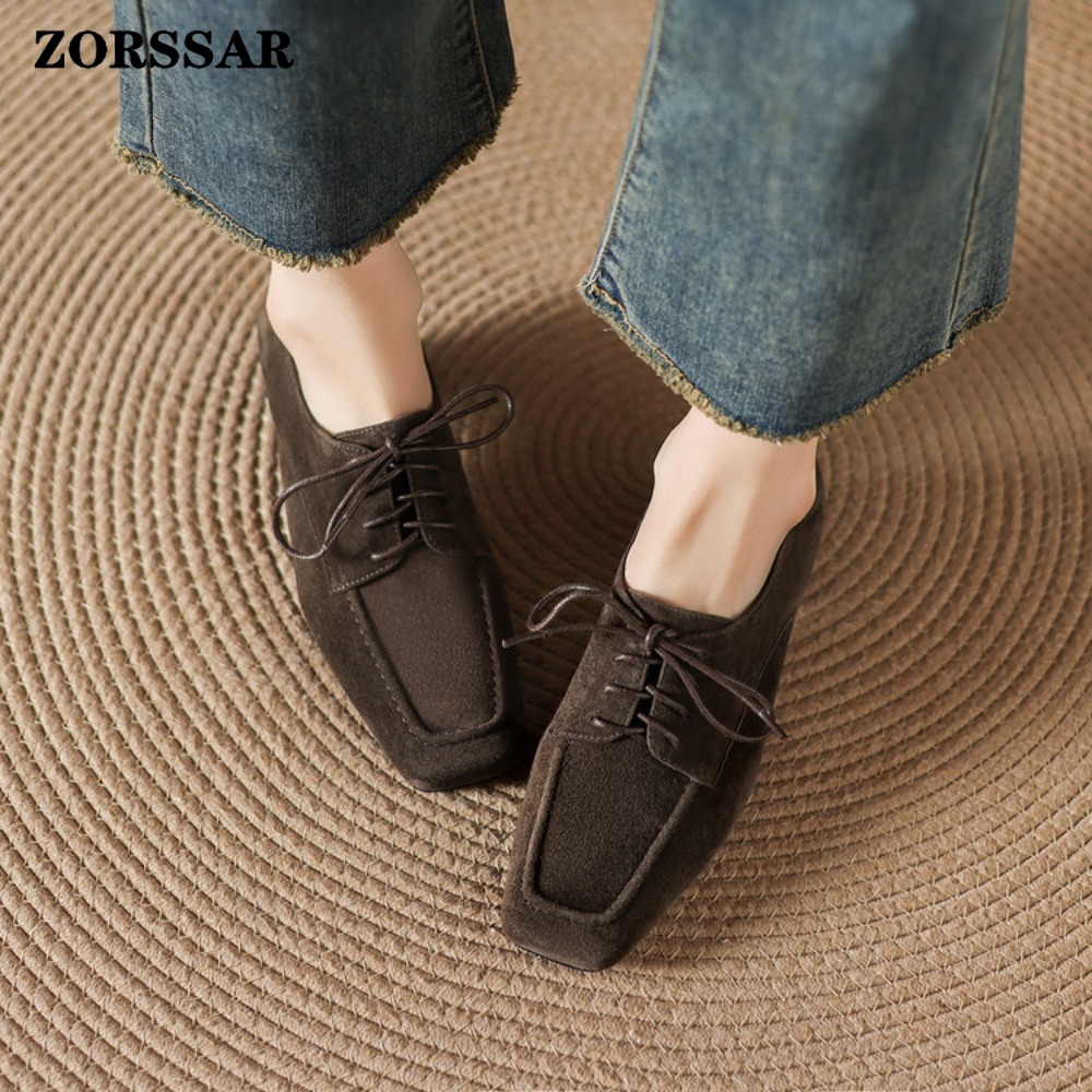 Women's Brown Suede Square Toe - огляд і ціна Formal Women Daily Wear Shoes