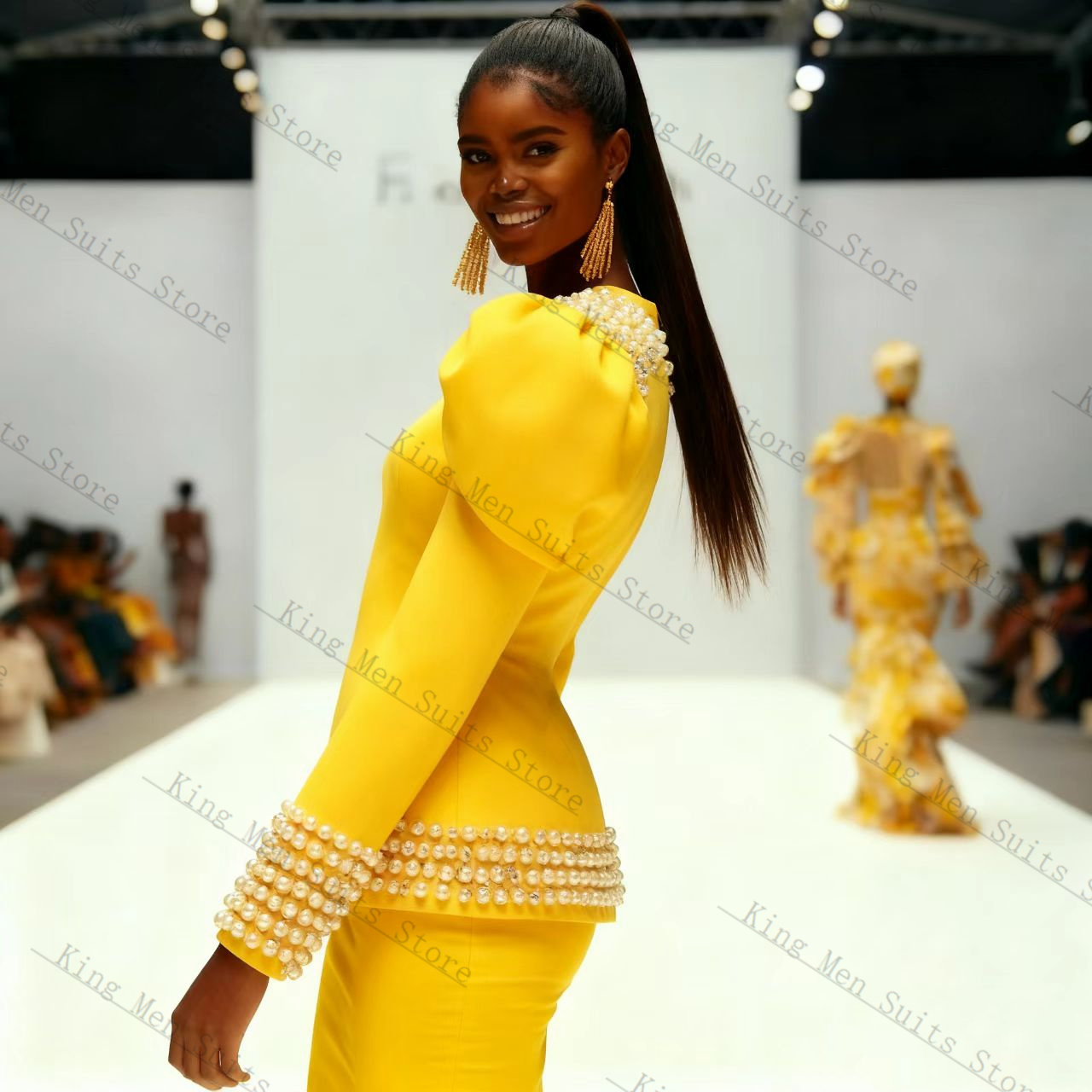 Yellow Black Women Suit Set 2  - огляд і ціна Yellow Formal Wear Women