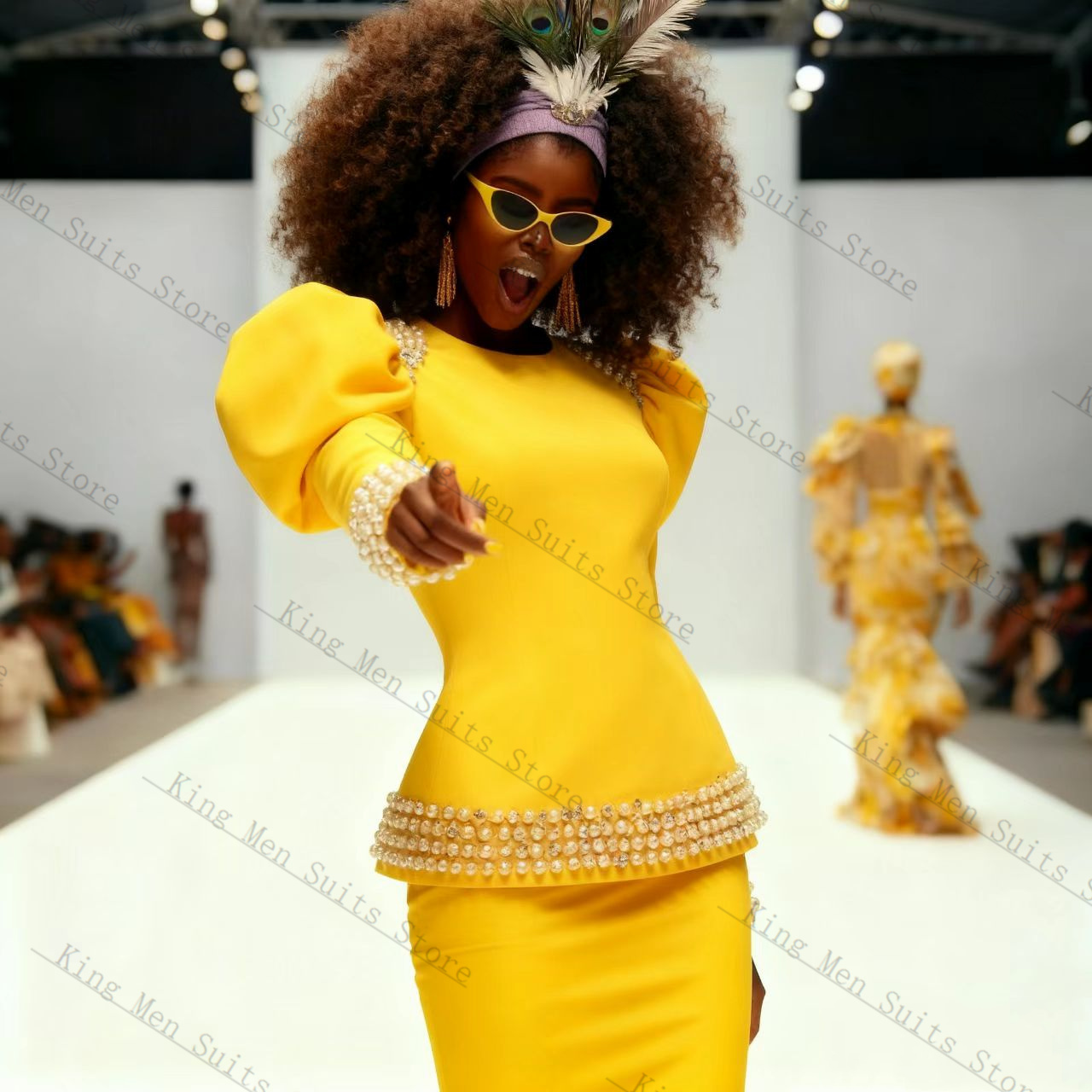 Yellow Black Women Suit Set 2  - огляд і ціна Yellow Formal Wear Women
