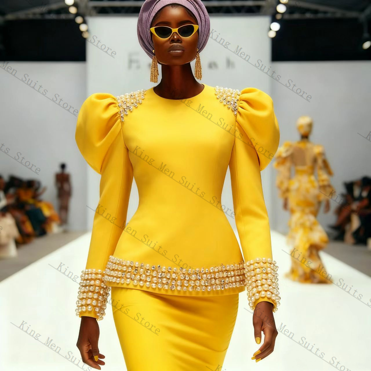 Yellow Black Women Suit Set 2  - огляд і ціна Yellow Formal Wear Women