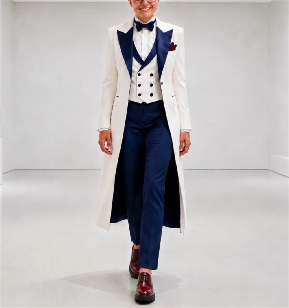 Navy Blue White Women's Jacket - огляд і ціна Women Formal Wear Office