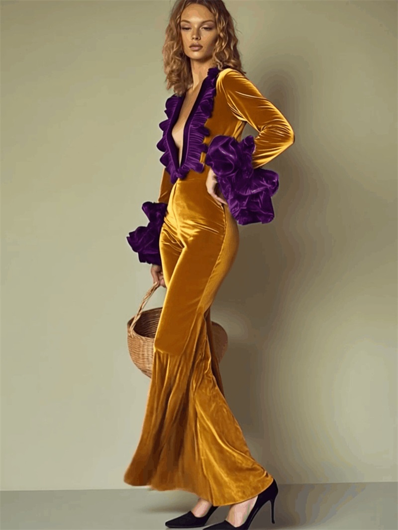 Yellow Purple Velvet Women Jum - огляд і ціна Yellow Formal Wear Women