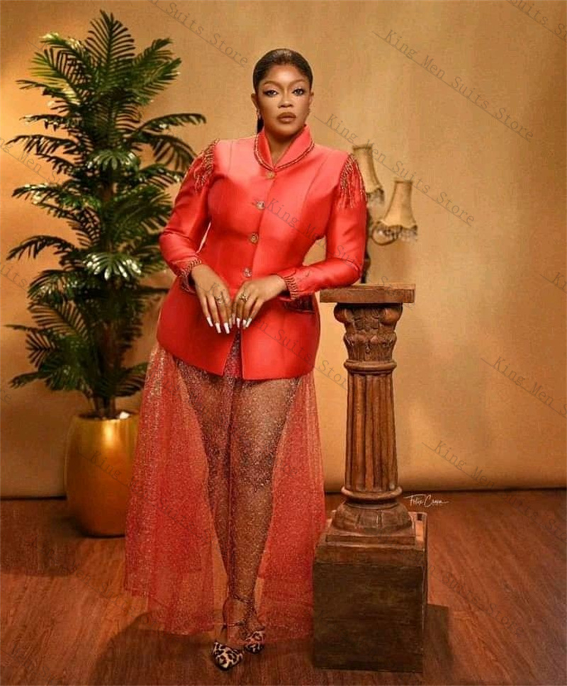 Red Satin Women Suits Set 2 Pi - огляд і ціна Women'S Formal Jackets To Wear With Dresses